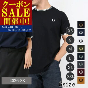 ��FRED PERRY �t���b�h�y���[ T�V���c M1588 TWIN TIPPED T-Shirt �c�C�� �e�B�b�v�h SS TEE ���� �N���[�l�b�N �����Y ���f�B�[�X ���j�Z�b�N�X �j�����p ���S�h�J �u�����h�y0508cp�z