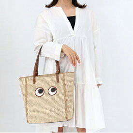 ANYA HINDMARCH アニヤ ハインドマーチ 5050925189040 アイズ N/S スモール トートバッグ かごバッグ ラフィア ハンドバッグ A4収納可能