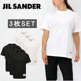 JIL SANDER+ ジルサンダープラス J40GC0001 J45048 ロゴT レディース半袖Tシャツ3枚セット オーガニックコットン クルーネック オーバーサイズ ロゴラベル 衣類カバー付き カットソー