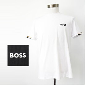 HUGO BOSS ヒューゴ ボス BOSS x Matteo Berrettiniカプセルコレクション 50506348 メンズロゴTシャツ ワッフルファブリック Tシャツ シグネチャーストライプ メッシュ 半袖 SS TEE クルーネック カットソー