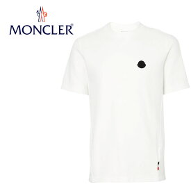 【MONCLER】モンクレール 8C71800 809HB メンズTシャツ MAGLIA T-SHIRT ホワイト 白 WHITE ラバーロゴパッチ 半袖 Tシャツ カットソー トリコロールタグ クルーネック