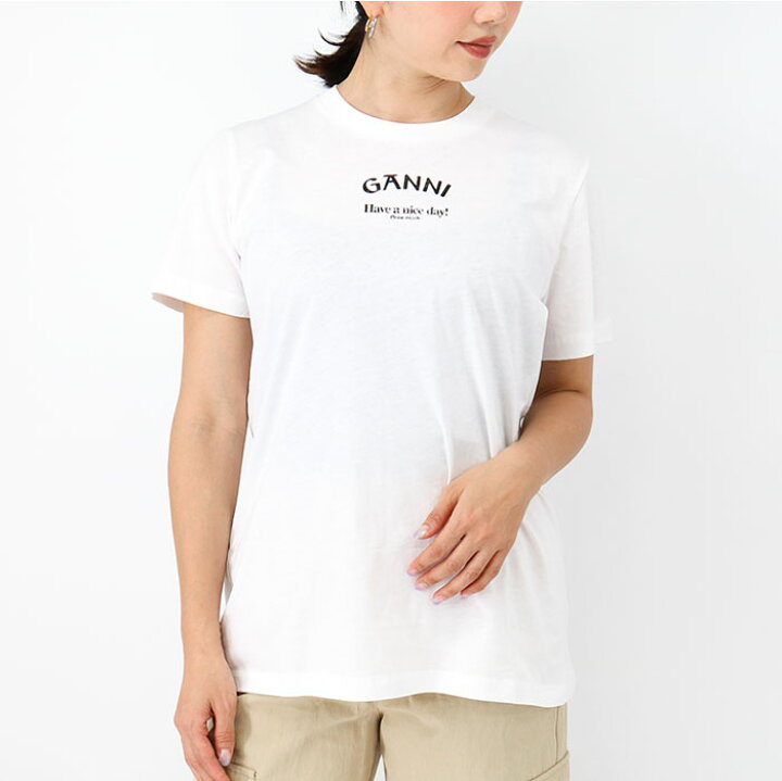 楽天市場】GANNI ガニー レディース Tシャツ T3561 WHITE RELAXED O 