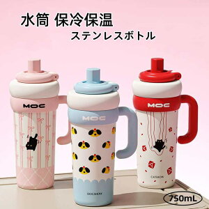 タンブラー 水筒 ステンレスボトル 蓋付き 750ml 冷温両用 2way ストローき 漏れ防止 車用 通勤 大容量 オフィス ミニボトル おしゃれ