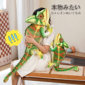 カメレオン ぬいぐるみ 蜥蜴 とかげ トカゲ 爬虫類 動物園 リアル 人気 大きい アニマル 本物そっくり ペット 動物 抱き枕 クッション