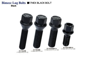 BimeccLugBoltビメックラグボルト単品/ボルトサイズ:12×1.560°テーパー座/カラー:ブラック首下:42mm/二面角:17HEX