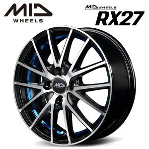 �y���������E������z�y�z�C�[���P�i1�{�zMID WHEELS RX27 15�C���` 5.5J �C���Z�b�g43 4HOLE P.C.D. 100 �u���b�N���^���b�N�|���b�V��+�A���_�[�J�b�g�u���[�N���A�[