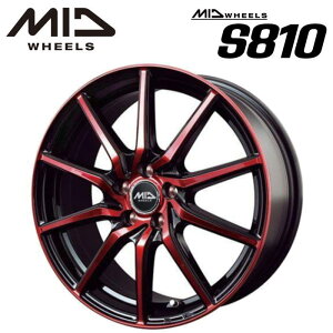 �y���������E������z�y�z�C�[���P�i1�{�zMID WHEELS S810 17�C���` 7J �C���Z�b�g50 5HOLE PCD 100�@�u���b�N�|���b�V��/���b�h�N���A