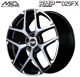 【送料無料・代引き可】【ホイール4本セット】マルカサービス MID RMP 025FX 19インチ 7.5J インセット48 5穴 PCD 114.3ブラックポリッシュ ハイブリッドクリア センターキャップ ：シルバーロゴ