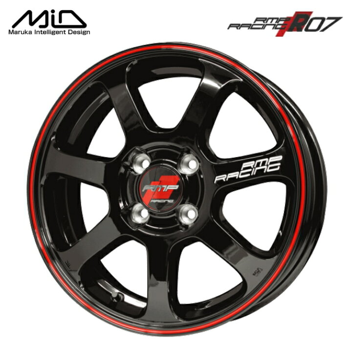 楽天市場 マルカサービス Mid Rmp Racing R07 17インチ 7j インセット45 4穴 Pcd100 ブラック リムレッドライン スポーク ホイール単品 1本価格 送料無料 レイブロス 楽天市場店