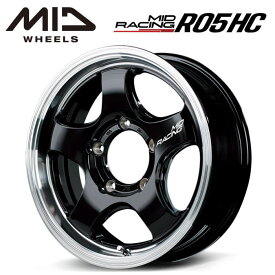 【送料無料・代引き可】【ホイール単品1本】MID MIDRACING R05-HC 16インチ 5.5J インセット20 5穴 PCD139.7 ブラック/リムポリッシュ　ジムニーJB23W/JB64W