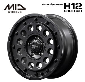 【送料無料・代引き可】【ホイール4本セット】MID NITRO POWER H12SHOTGUN H12ショットガン 16インチ 7J インセット40 5穴 P.C.D.114.3 バレルブラック