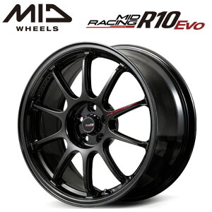 �y���������E������z�y�z�C�[���P�i1�{�zMID RACING R10 Evo 17�C���` 7.5J �C���Z�b�g44 5HOLE P.C.D. 100 �u���b�N���^���b�N�iBLM�j
