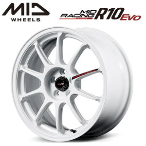 �y���������E������z�y�z�C�[��4�{�zMID RACING R10 Evo 17�C���` 7J �C���Z�b�g45 5HOLE P.C.D. 114.3 �z���C�g�iWHI�j