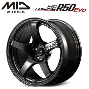 �y���������E������z�y�z�C�[���P�i1�{�zMID RACING R50 Evo 18�C���` 9.5J �C���Z�b�g0 5HOLE P.C.D. 114.3 �u���b�N���^���b�N�iBLM�j