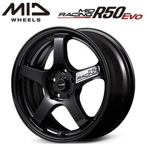 �y���������E������z�y�z�C�[���P�i1�{�zMID RACING R50 Evo 17�C���` 7.5J �C���Z�b�g48 5HOLE P.C.D. 114.3 �u���b�N���^���b�N�iBLM�j