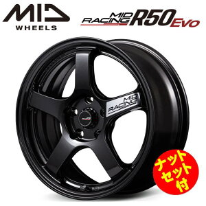 �y���������E������z�y�i�b�g�Z�b�g�t�z�y�z�C�[��4�{�zMID RACING R50 Evo 17�C���` 7J �C���Z�b�g45 5HOLE P.C.D. 114.3 �u���b�N���^���b�N�iBLM�j