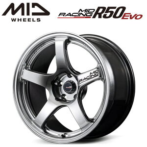 �y���������E������z�y�z�C�[��4�{�zMID RACING R50 Evo 18�C���` 9.5J �C���Z�b�g0 5HOLE P.C.D. 114.3 �n�C�p�[�V���o�[�iHSI�j