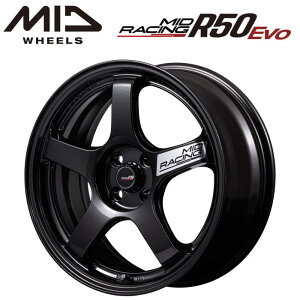 �y���������E������z�y�z�C�[���P�i1�{�zMID RACING R50 Evo 17�C���` 7J �C���Z�b�g45 4HOLE P.C.D. 100 �u���b�N���^���b�N�iBLM�j