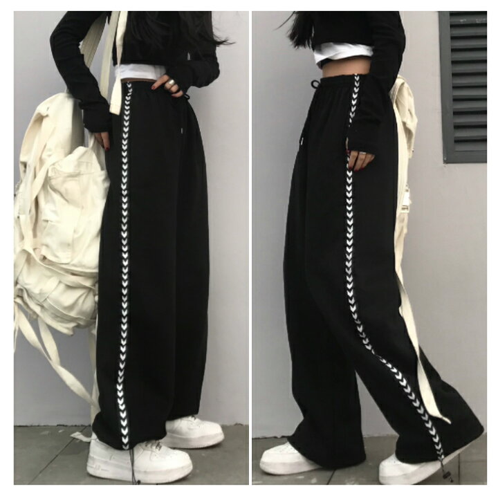 楽天市場】春夏 レディース パンツ サイドVラインワイドパンツ ボトム 