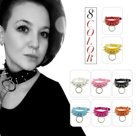 【期間限定50％OFFよりどり2点購入で】チョーカー ネックレス スタッズ付チョーカー シルバ輪 ベルト 太い幅 レディース アクセサリー 首飾り 首輪 パンク ロック セクシー エロ トレンド コスプレ 衣装 道具 コスチューム ハロウィン 在庫限り