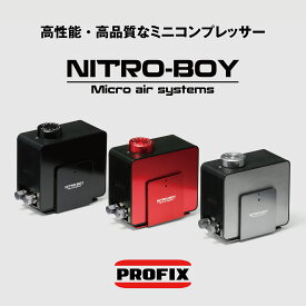 エアブラシ PROFIX NITRO-BOY ニトロボーイ ミニコンプレッサー エアーコンプレッサー 小型 ハンドピース セット 2本運用可 ダイヤルスイッチ式 スタンド ホース RAYWOOD レイウッド