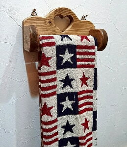 カントリーミニタオルハンガー 幅21cm RSE-89壁面収納家具 壁掛けシェルフ タオル掛け トイレ サニタリー 台所木製ハンガー 無垢材 ハート木工品 アメリカンカントリー調丸角 角が丸い おしゃ