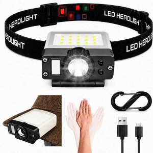 LED�w�b�h���C�g �[�d�� �y2026�v�V��2500���[�������y��41g�z �����P�x USB-C ��ڐG�Z���T�[ ���� 3���i���C��/�L�p/�ԐF�h���j 180°���� IP65�h�� �d�r�� LED �w�b�h�����v ���y��41g ����