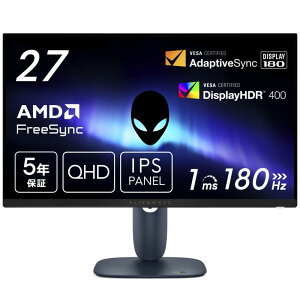 Dell AW2725DM-A 27�C���` Alienware �Q�[�~���O���j�^�[(���P�_5�N/QHD/Fast IPS,�����/DP1.4x1,HDMI2.1x2/DCI-P3 95%/�c����],��������/1ms,180Hz/G-SYNC Compat