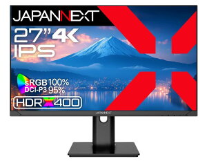 JAPANNEXT 27�C���` IPS�p�l������ 4K(3840x2160)�𑜓x �t�����j�^�[ JN-i27U-HSPC6 HDMI DP USB Type-C(�ő�65W���d) HDR400���� sRGB:100% DCI-P3:95% �������� �s