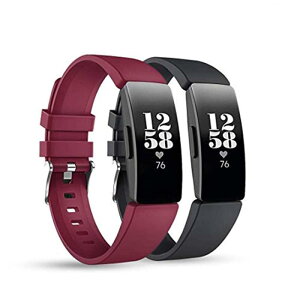 Twaxl Fitbit Inspire/Inspire HR�o���h�ƌ݊����̂�������p�o���h�B Fitbit Inspire/Inspire HR�t�B�b�g�l�X�g���b�J�[�p�̒����\�ȃV���R�����X�g�o���h�i�u���b�N+���C�����b�h�j