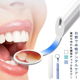 デンタルミラー デンタルケア LED付き歯用ミラー 口内鏡 チェックデンタルミラー ミラーツール LEDライト付き 口内ケア 歯垢 歯石 セット ケース付き 歯 ミラー 曇り止め 口腔 デンタルミラー 歯鏡 探針 交換用ミラー付き