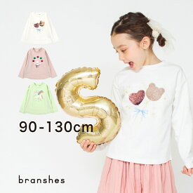 【OUTLET SALE／30％OFF】【サーカスシリーズ】スパンコール長袖Tシャツ ロンT ロングTシャツ ユニコーン うさぎ バルーン シンプル 女の子 ガールズ 子供服 子ども服 ベビー キッズ 子供 子ども こども