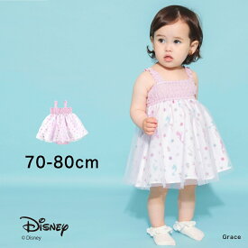 【OUTLET SALE／35％OFF】【Disney】リトルマーメイド：総柄キャミカバーオール アリエル ディズニー チュール サロペット プリント ロゴ 女の子 ガールズ ベビー 子供服 子ども服 ベビー キッズ 子供 子ども こども 2023S