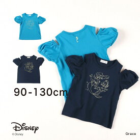 【SALE／30％OFF】【Disney】リトルマーメイド：アリエル / 肩あき半袖Tシャツ ディズニー カットソー クルーネックトップス プリント ロゴ 女の子 ガールズ 子供服 子ども服 ベビー キッズ 子供 子ども こども