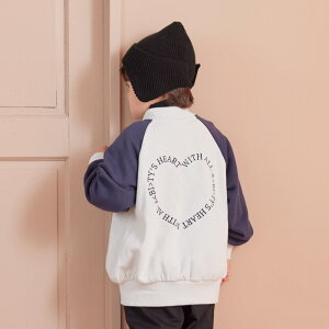 【aBity select./アビティセレクト】オーバーサイズ バックハートロゴ刺しゅう 袖配色スウェットスタジャン 男の子 ボーイズ 女の子 ガールズ ユニセックス AW 秋物 冬物 秋冬物 子供服 子ども