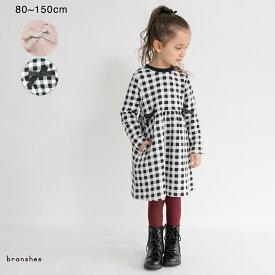 【SALE／43％OFF】【あったか】ウエストリボン裏起毛ワンピース 女の子 ガールズ AW 秋物 冬物 秋冬物 子供服 子ども服 ベビー キッズ ジュニア 子供 子ども こども