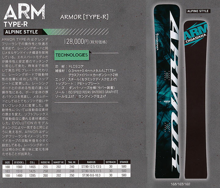 楽天市場】14-15 NEWモデル！☆販売開始！☆オガサカ ARM TYPE-R 168 
