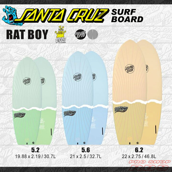 楽天市場】SANTACRUZ SURFBOARD RATBOY 5.2/5.6/6.2 ラットボーイ 