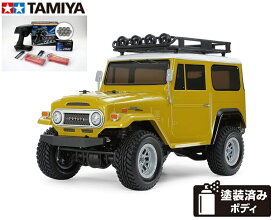 ！【TAMIYA/タミヤ】47490 1/10 RC トヨタ ランドクルーザー 40 塗装済みイエローボディ (CC-02) 組立キット・走行用バッテリー2本、サンワ：MX-6 BL-SIGMA/HVS702仕様コンピュータプロポ+オリジナル：フルベアリング付ビギナーセット (未組立) ≪ラジコン≫