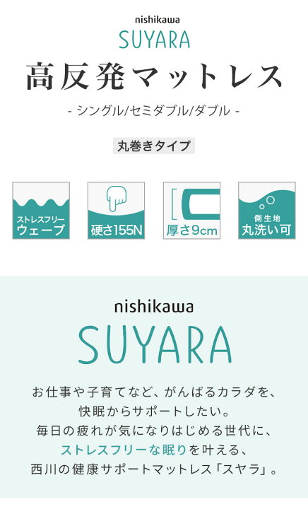 楽天市場】西川 マットレス SUYARA マット 敷布団 シングル セミダブル 