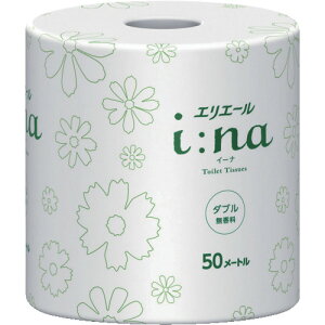 エリエール i:naトイレットティシューダブル50m個包装 無香料(21000443/21001141) 21001141 清掃 衛生用品 労働衛生用品 トイレ用品(代引不可)【送料無料】