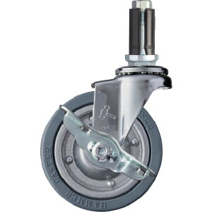 ハンマー パイプ差込み式キャスター 自在(ストッパー付) 車輪径100mm ゴム車輪(スチールホイール) 4155EUPR100 金物 建築資材 キャスター 差し込み式キャスター(代引不可)