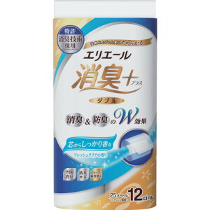 エリエール 消臭+トイレットティシューしっかり香る フレッシュクリアの香り 12R(ダブル) 823582 清掃 衛生用品 労働衛生用品 トイレ用品(代引不可)【送料無料】