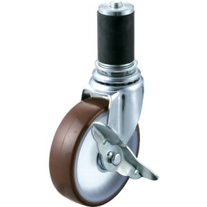 ユーエイ 差込式 自在 ステンレスキャスター ウレタン 車輪径125mm ストッパー付き Eタイプ SUS-ETF-S型 パイプ径35 キャスター SUS-ETF-125URS-35P(代引不可)