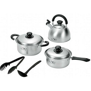 日本製 燕三条 片手鍋18cm&両手鍋20cm&ケトル2.5L (お玉・トング付)(代引不可)【送料無料】