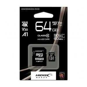y5Zbgz HIDISC microSDXCJ[h 64GB CLASS10 UHS-I Speed class3, A1Ή HDMCSDX64GCL10V30X5 p\R tbV[ SD[J[h MMC(s)yz