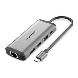 VENTION @\ PDhbLOXe[V USB-C to HDMI/USB3.0*3/RJ45/TF/SD 0.15M ^^Cv O[ CN-8085 p\RӋ@(s)yz