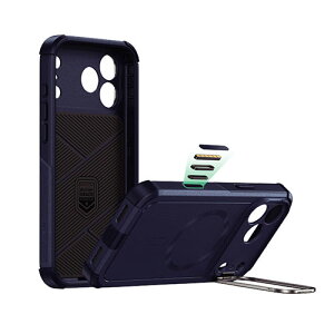 ESR Cyber Armor �X�^���h�t���ϏՌ��P�[�X for iPhone 17 Pro Max �_�[�N�u���[ ES27907i17PM(����s��)�y���������z