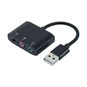 �i�J�o���V USB�I�[�f�B�I�ϊ��A�_�v�^ 3�ɁA4�ɑΉ� USB�[�q��3.5mm�I�[�f�B�I�[�q�ɕϊ�����A�_�v�^ �u���b�N UAD-AS01BK�y���������z