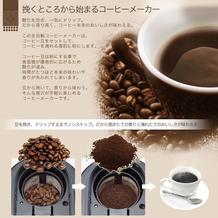siroca シロカ STC-501 全自動コーヒーメーカー 全自動コーヒーマシン オート 挽きたてコーヒー コーヒー豆 粉 ドリップ  STC501送料無料 : リコメン堂
